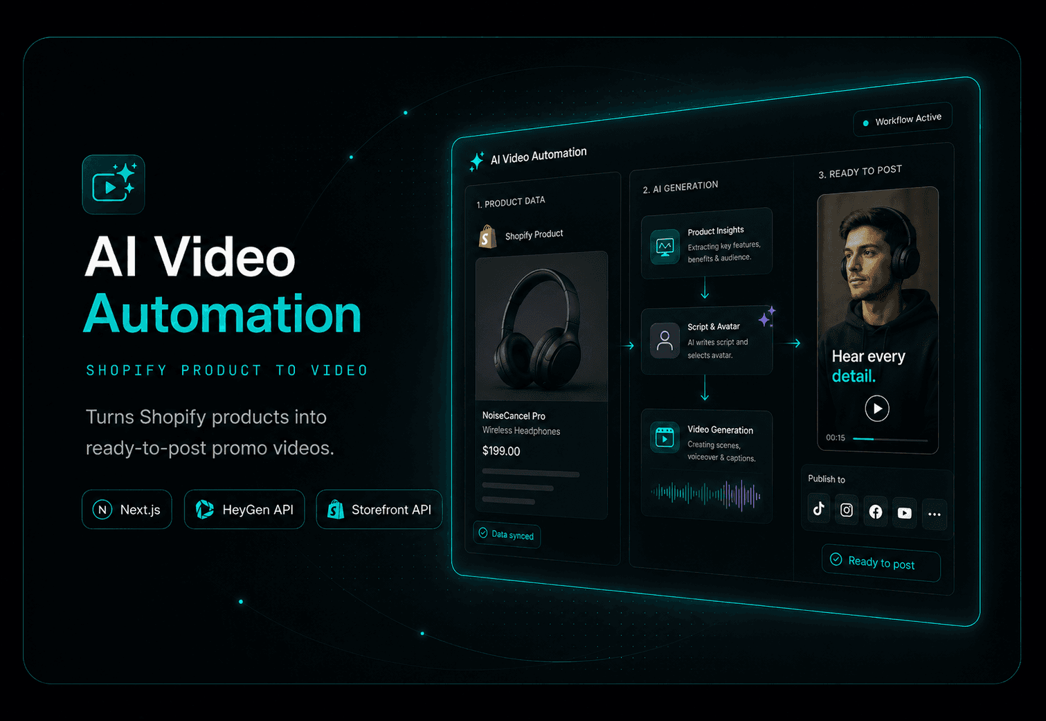 AI Video Automation — Shopify product video generator mockup
